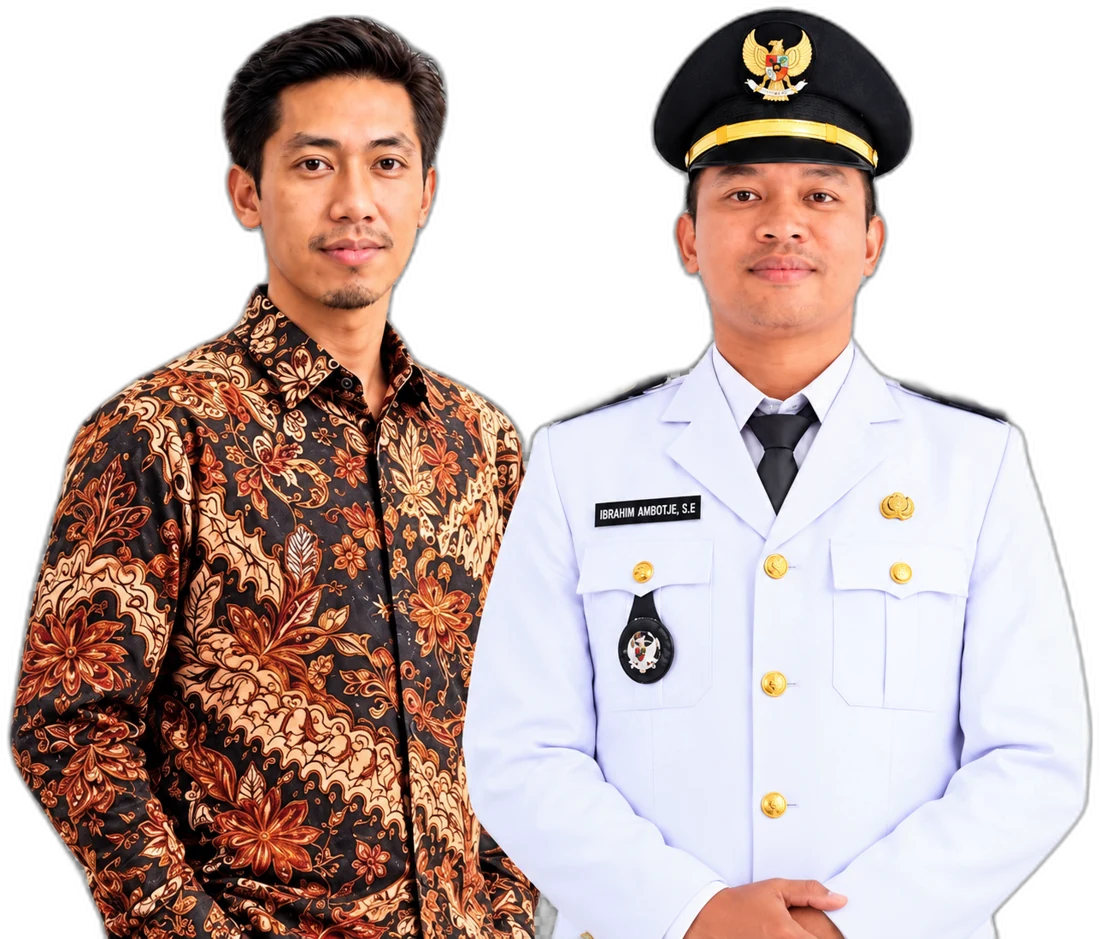 Mahyuddin (Sekretaris Desa) dan Ibrahim Ambotje, S.E. (Kepala Desa Ogomoli)